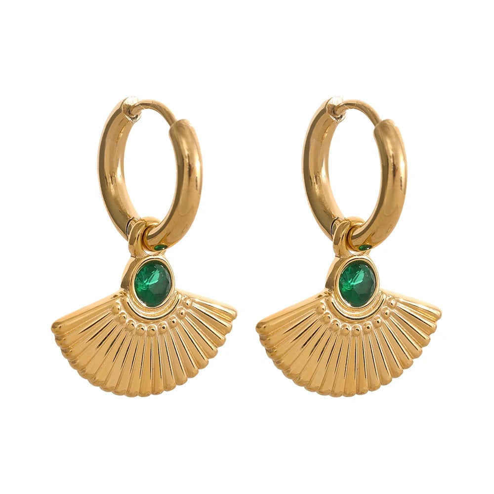 Scalloped Gem Earrings