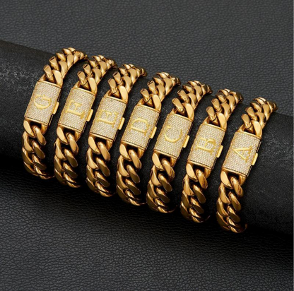Cuban Link Letter Bracelet
