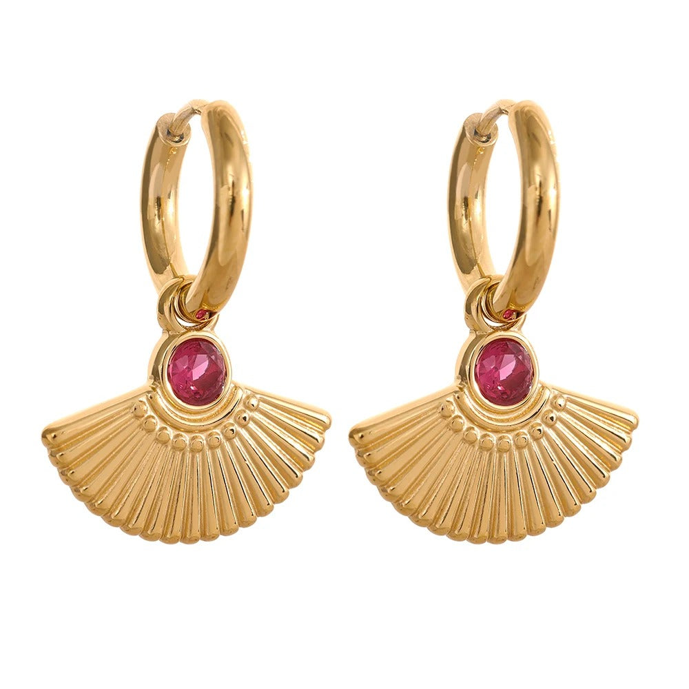 Scalloped Gem Earrings