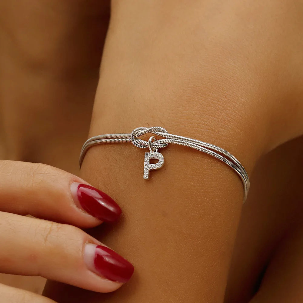Diamond Letter Love Knot Bracelet