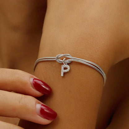 Diamond Letter Love Knot Bracelet